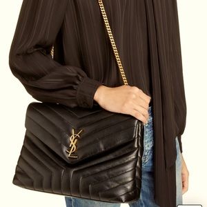 Authentic Saint Laurent medium Loulou matelasse leather shoulder bag
